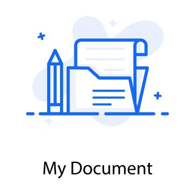 Kağıt dizini kalem, belge simgesi ve düz tasarım 