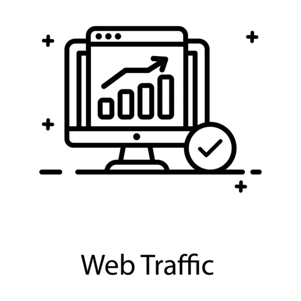 Stapeldiagram Inne Monitor Med Uppåtgående Pil Webb Trafik Ikon — Stock vektor