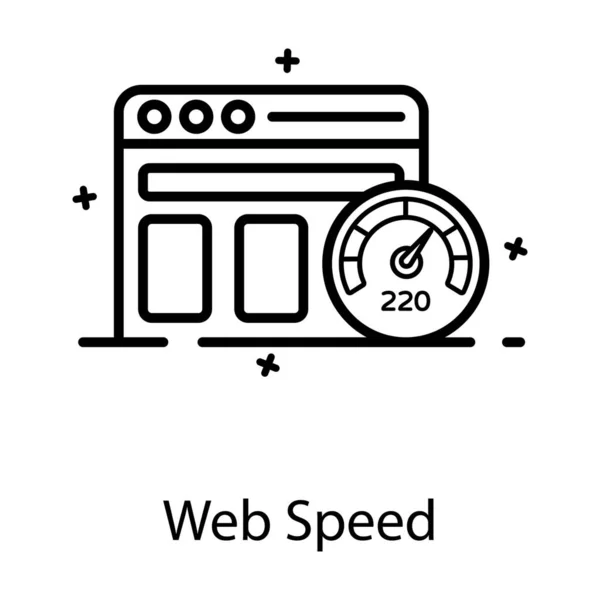Medidor Velocímetro Online Ícone Velocidade Web Estilo Plano — Vetor de Stock