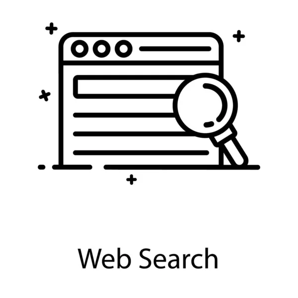 平面设计中的Web搜索图标 带有放大镜的网页 — 图库矢量图片