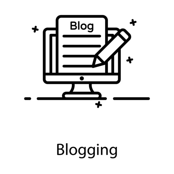 Pagina Web Con Matita Che Mostra Icona Del Blogging Nel — Vettoriale Stock