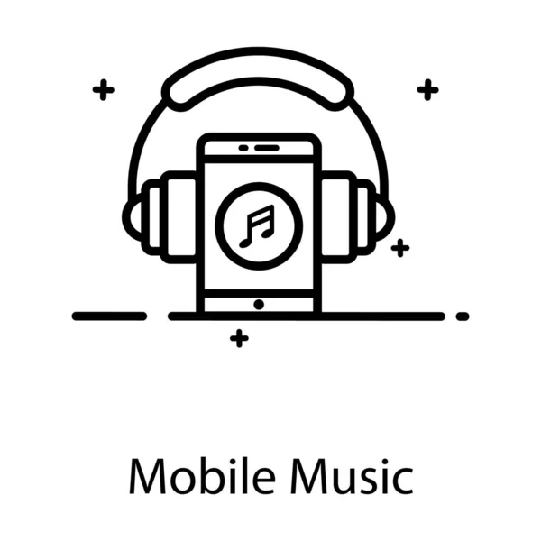 Melodía Interior Del Smartphone Con Auriculares Icono Música Móvil — Vector de stock