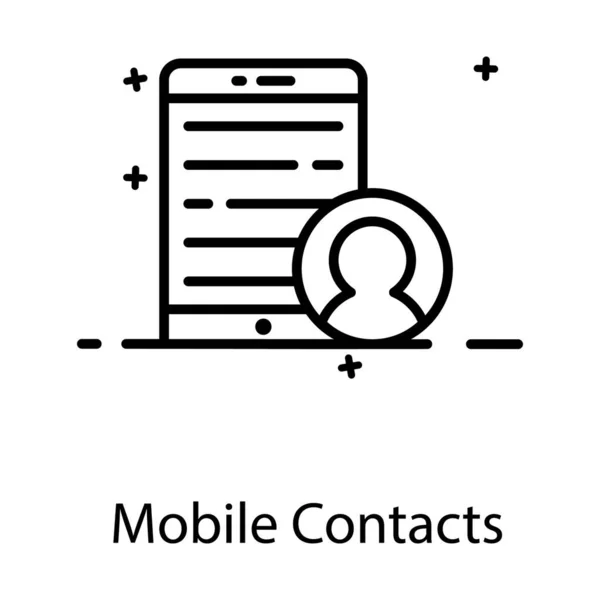 Personne Avec Smartphone Icône Contact Mobile Dans Design Plat — Image vectorielle