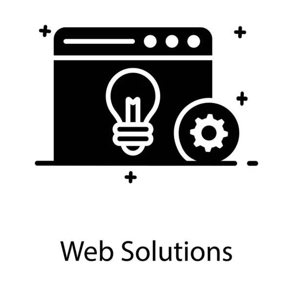 Ikon Webblösning Platt Design Glödlampa Webbsida Med Växel — Stock vektor