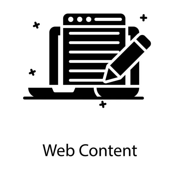 Página Web Con Lápiz Que Muestra Icono Contenido Web Vector — Archivo Imágenes Vectoriales