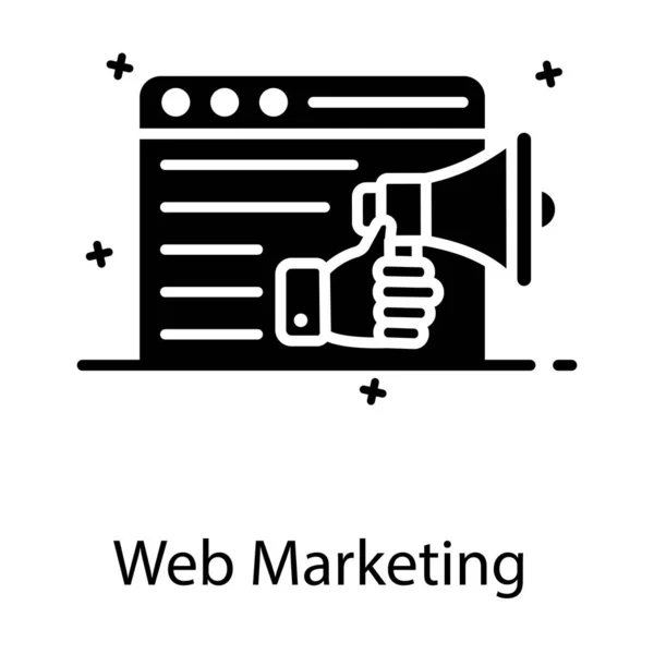 Megafon Auf Web Seite Die Web Marketing Ikone Darstellt — Stockvektor