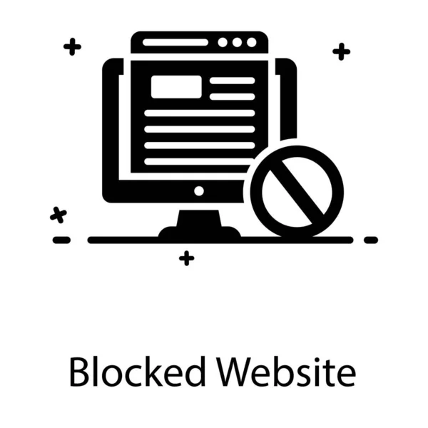 Projeto Plano Página Web Com Sinal Proibição Conceito Site Bloqueado —  Vetores de Stock