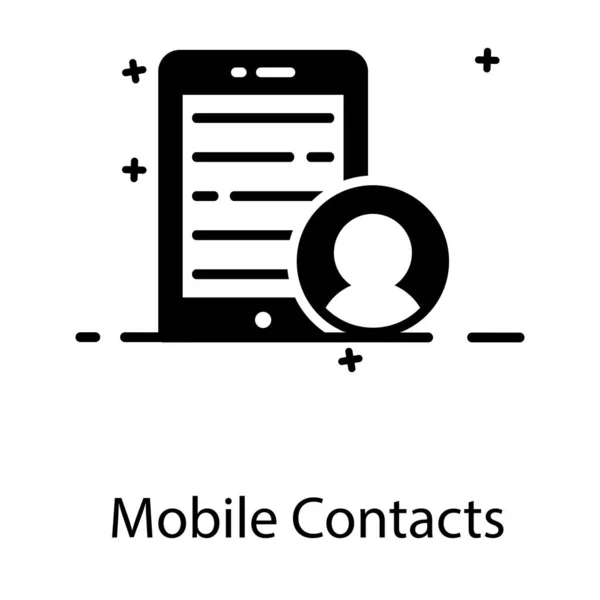 Personne Avec Smartphone Icône Contact Mobile Dans Design Plat — Image vectorielle