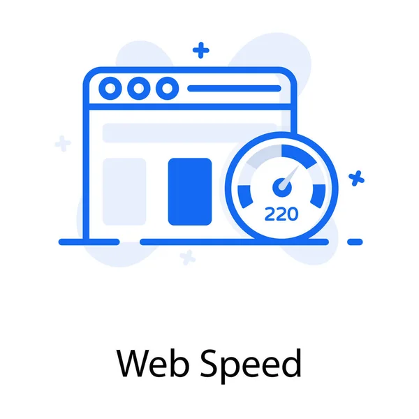 Medidor Velocímetro Online Ícone Velocidade Web Estilo Plano — Vetor de Stock
