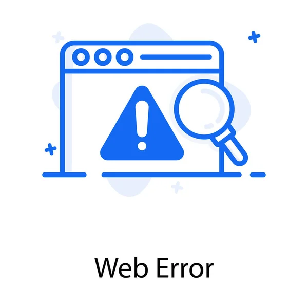 Caution Sign Web Page Depicting Flat Design Web Error — Stock Vector