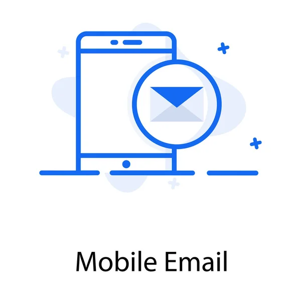 装有显示移动电子邮件图标的智能手机的信封 — 图库矢量图片