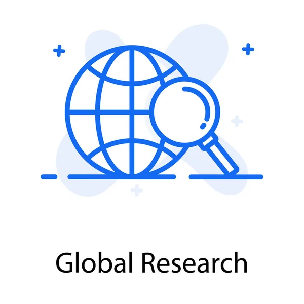 Globe Sous Loupe Concept Icône Recherche Globale — Image vectorielle