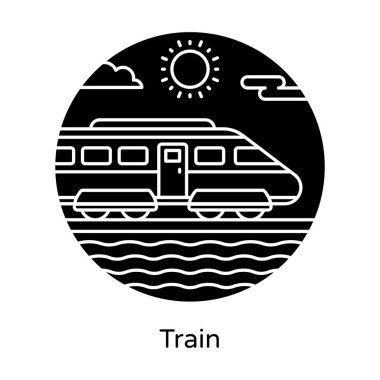 Tren yolu simgesindeki kurşun treni, düz düzenlenebilir vektör 
