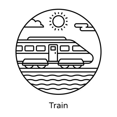 Tren yolu simgesindeki kurşun treni, düz düzenlenebilir vektör 