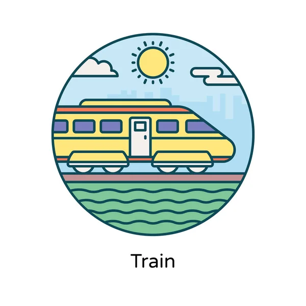 Bullet Train Train Track Icon Flat Editable Vector — Stockový vektor