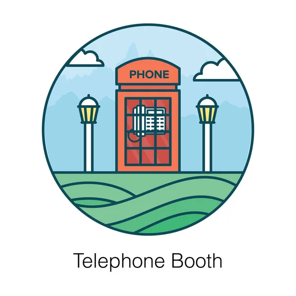 Public Call Facility Flat Rounded Icon Phone Booth — Stock Vector