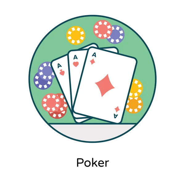 Plochá Ikona Hrací Karty Vektor Pokeru — Stockový vektor