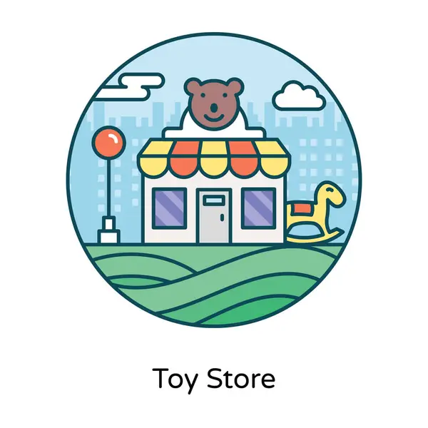 玩具商店图标 平面可编辑矢量设计 — 图库矢量图片