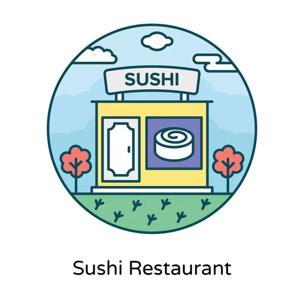 Comedor Comercial Diseño Plano Del Icono Del Restaurante Sushi — Vector de stock