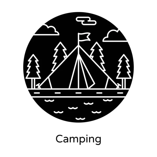 Outdoor Accommodation Icon Flat Vector Design Camp — Stock Vector