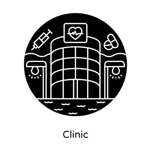 Icono Del Edificio Médico Estilo Plano Editable Clínica — Vector de stock