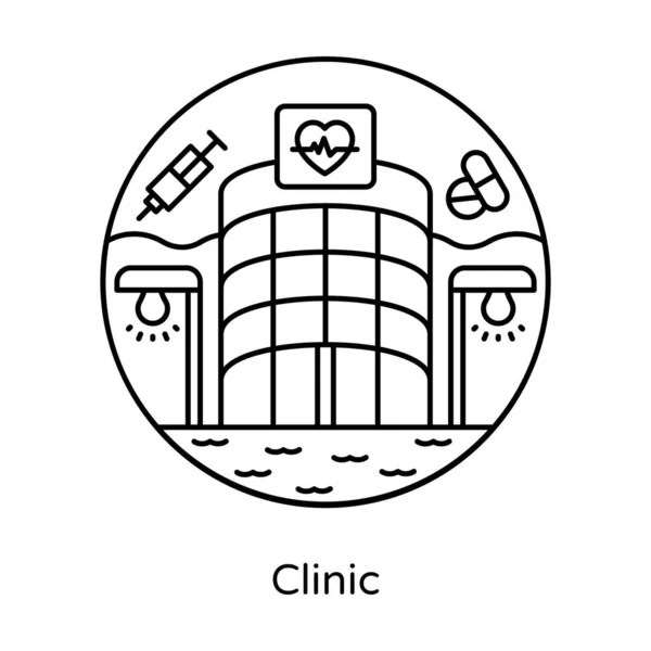 Icono Del Edificio Médico Básico Estilo Plano Editable Clínica — Vector de stock