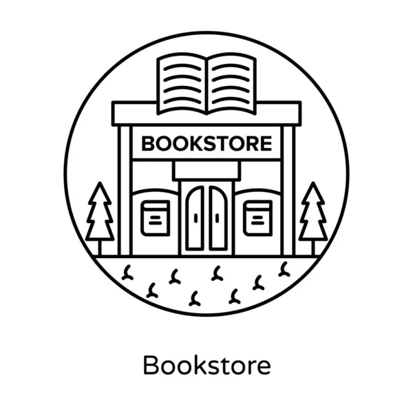 Icon Book Building Showing Concept Bookstore — Stock Vector