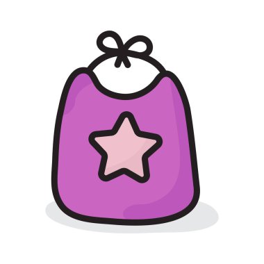 Yeni doğan giysi aksesuarı, bebek önlüğü tasarımı simgesi.