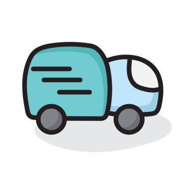 Oyuncak kamyon simgesinin düz tasarımı, düzenlenebilir vektör 