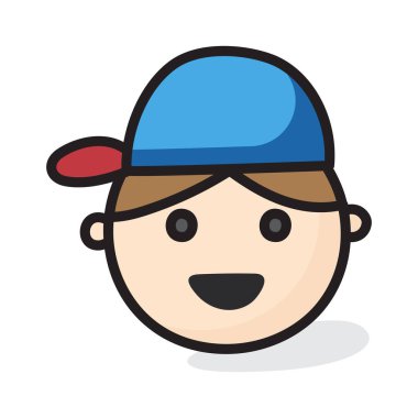 Kafasına şapka takan sevimli çocuk, çocuk ikonu. 