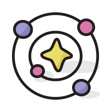 Çelik sistem simgesi karalama vektörü, uzay dönen gezegen  