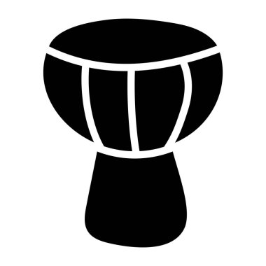 Etnik davulun düz tasarımı, müzik aleti simgesi