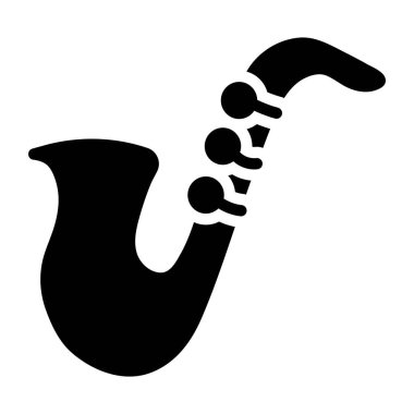 Klasik müzik aletleri, saksafon ikonunun düz tasarımı.