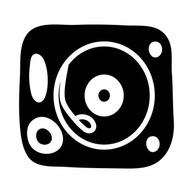 Düz tasarım içinde Retro vinil oynatıcı, müzik diski simgesi