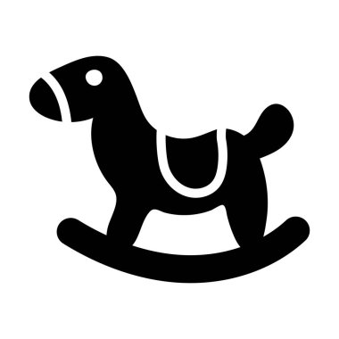 Çocuklar sınıfı oyuncaklar, sallanan at vektör tasarımının düz simgesi. 