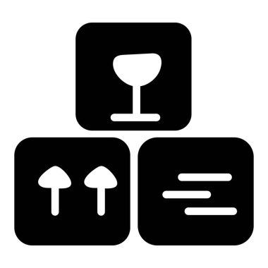 Kırılabilir paketler, düz simgelerde kırılgan paketler 