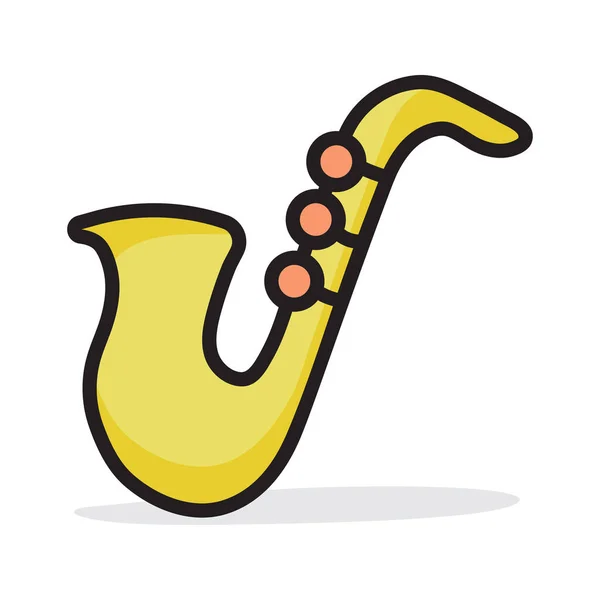 Vintage Musikinstrument Utrustning Platt Design Saxofon Ikon — Stock vektor