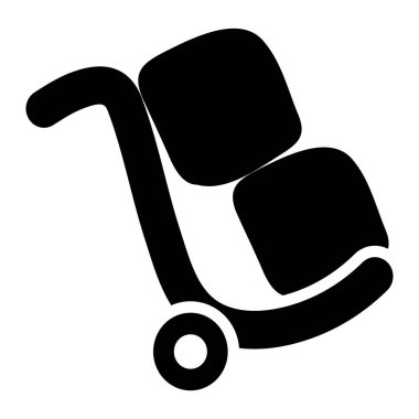 Bagaj arabasının düz simgesi, yük arabasındaki paketler 