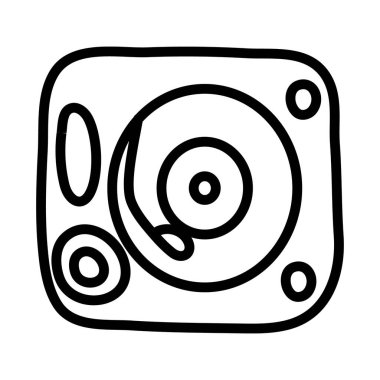 Düz tasarım içinde Retro vinil oynatıcı, müzik diski simgesi