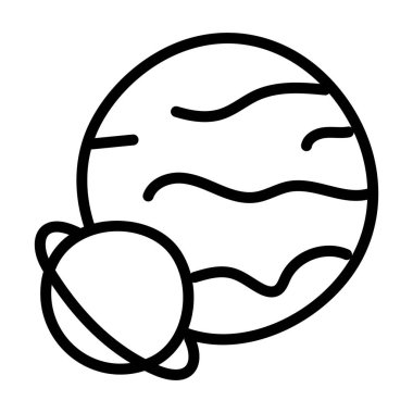 Gezegen sisteminin karalama düz simgesi, güneşin etrafında dönen gezegenler.