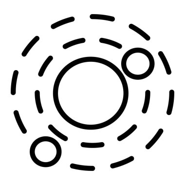 Güneş sisteminin düz karalama simgesi, güneş etrafında dönen gezegenler.