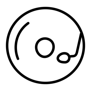 Düz tasarımda Retro vinil oynatıcı, ses döner tablosu konsept simgesi