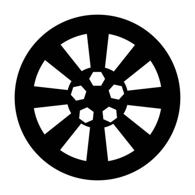 Moda vektöründe tekerleğin katı simge tasarımı 