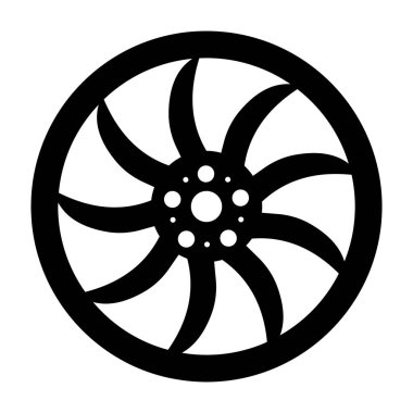 Alaşımlı tekerleğin katı simgesi, araba kenarı.