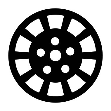 Tekerlekli bir araba parçası, sert bir simge içinde araba kenarı.