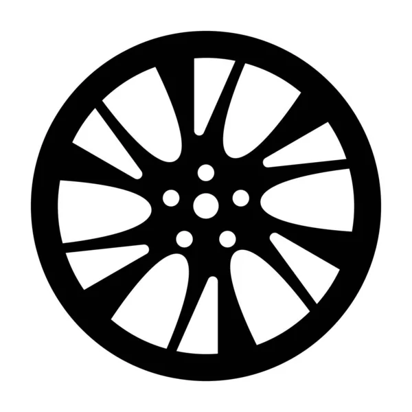 Компонент Автомобиля Прикрепленный Колесу Обод Автомобиля Твердой Иконке — стоковый вектор