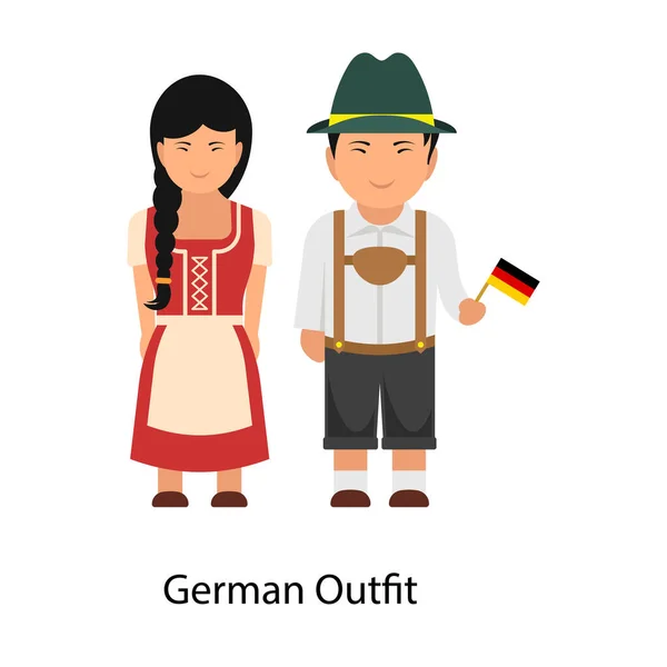 Ein Perfektes Deutsches Outfit Getragen Von Einem Paar Flacher Vektor — Stockvektor