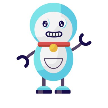 Kardan adam robot mimarisi. Biyonik insanın düz simgesi.