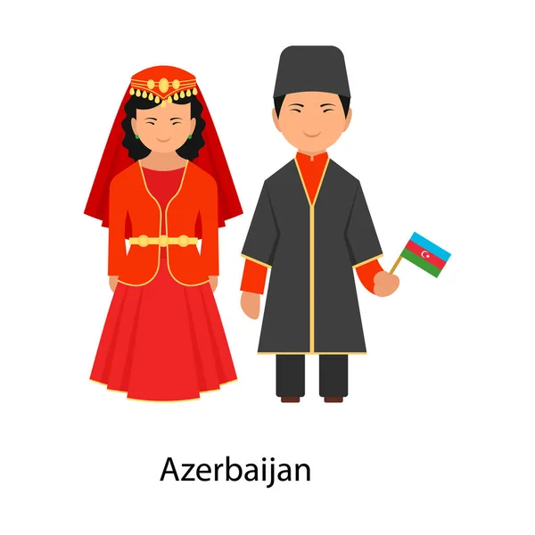 可编辑平面风格的阿塞拜疆服装矢量 — 图库矢量图片