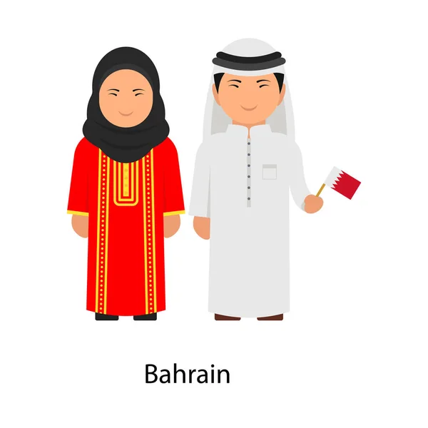Арабианская Пара Традиционном Платье Бахрейнском Наряде — стоковый вектор